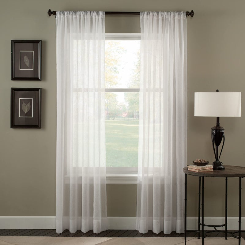 Curtainworks Trinity Crinkle Voile Sheer Curtain - 1 Panel, 51 by 132", Winter White - Image 1